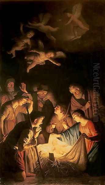 Adoration of the Shepherds 1617 Oil Painting by Gerrit Van Honthorst