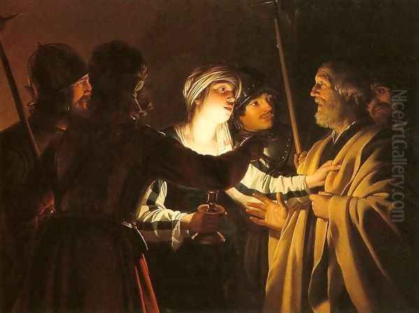 The Denial of St Peter 2 Oil Painting by Gerrit Van Honthorst