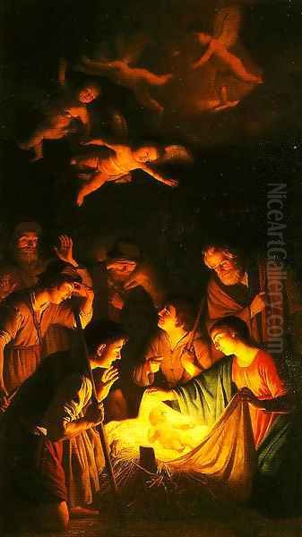 The Adoration of the Shepherds Oil Painting by Gerrit Van Honthorst