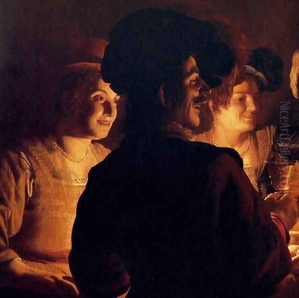 Supper Party (detail) Oil Painting by Gerrit Van Honthorst