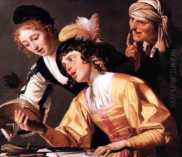 The Concert (detail) Oil Painting by Gerrit Van Honthorst