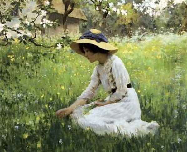 Les Fleurs du Printemps Oil Painting by Arthur Hacker