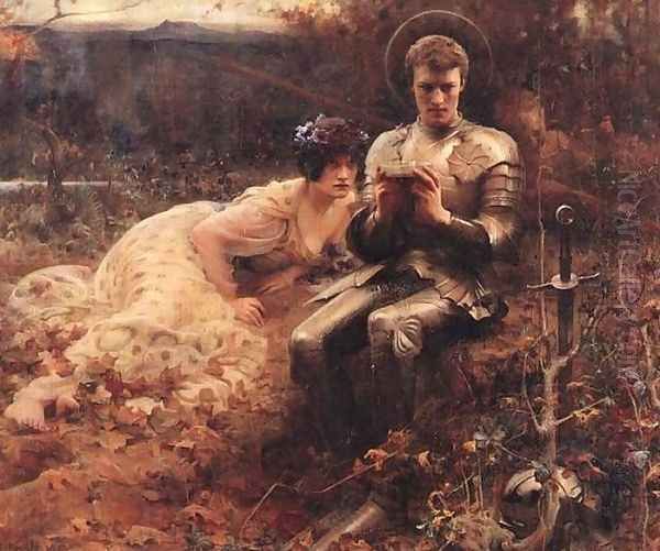 The Temptation of Sir Percival Oil Painting by Arthur Hacker