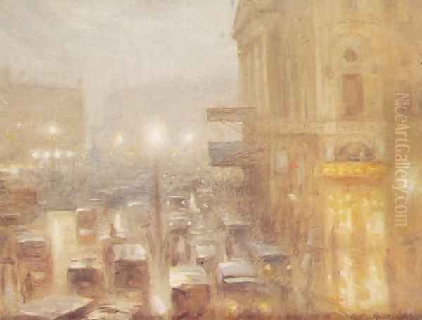 Matinee afternoon, Picadilly Circus (study) Oil Painting by Arthur Hacker