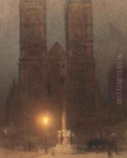 Westminster Abbey at night Oil Painting by Arthur Hacker