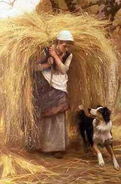 Returning from the Hayfield Oil Painting by Arthur Hacker