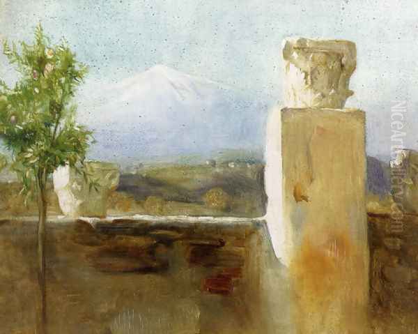 Mount Etna From Taormina Oil Painting by Arthur Hacker