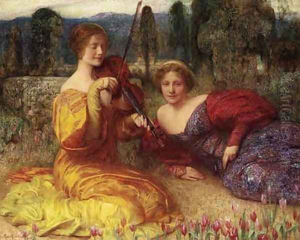 Musicienne du silence Oil Painting by Arthur Hacker