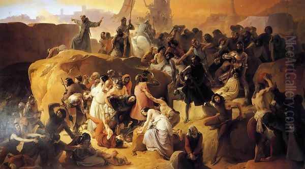 Crusaders Thirsting near Jerusalem (La sete dei crociati sotto Gerusalemme) Oil Painting by Francesco Paolo Hayez