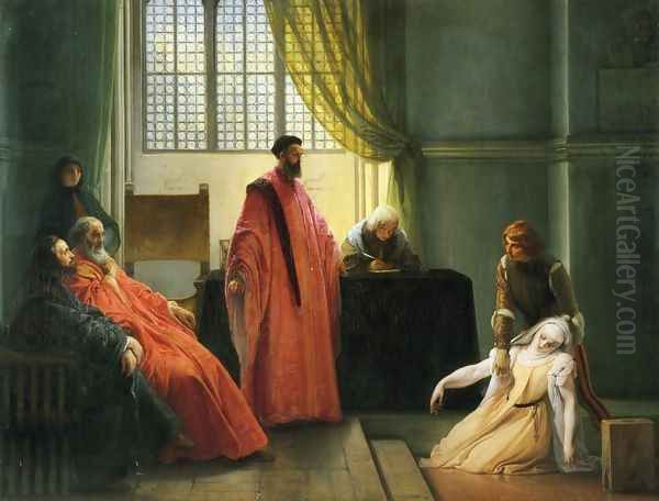 Valenza Gradenigo before the Inquisitor Oil Painting by Francesco Paolo Hayez