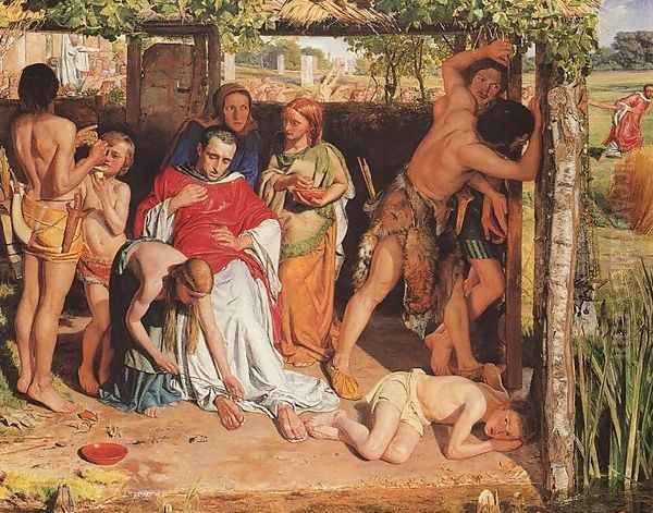 A Converted British Family Sheltering a Christian Missionary from the Persecution of the Druids, 1850 Oil Painting by William Holman Hunt