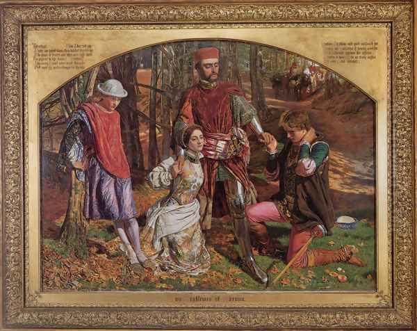 Valentine Rescuing Sylvia from Proteus Oil Painting by William Holman Hunt