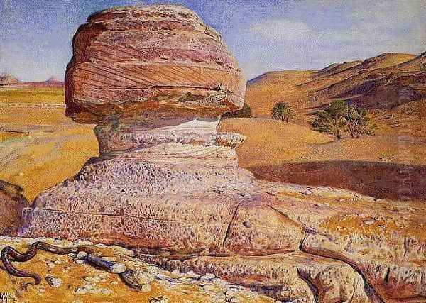 The Sphinx, Gizeh, Looking towards the Pyramids of Sakhara Oil Painting by William Holman Hunt