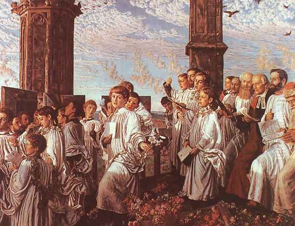 May Morning on Magdalen Tower 1890 Oil Painting by William Holman Hunt