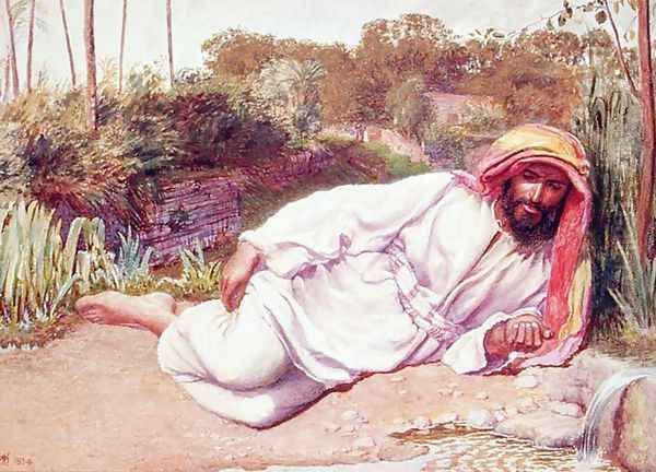 Arab Resting by a Stream Oil Painting by William Holman Hunt