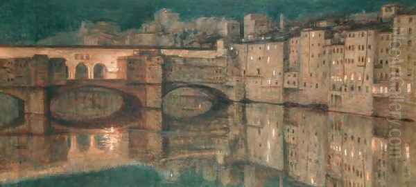 Ponte Vecchio Florence Oil Painting by William Holman Hunt