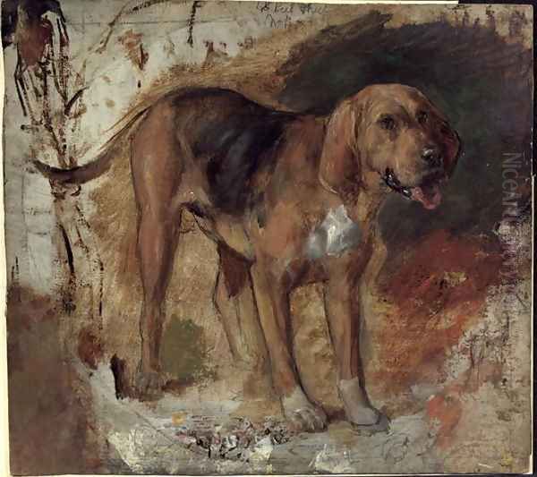 Study of a Bloodhound Oil Painting by William Holman Hunt