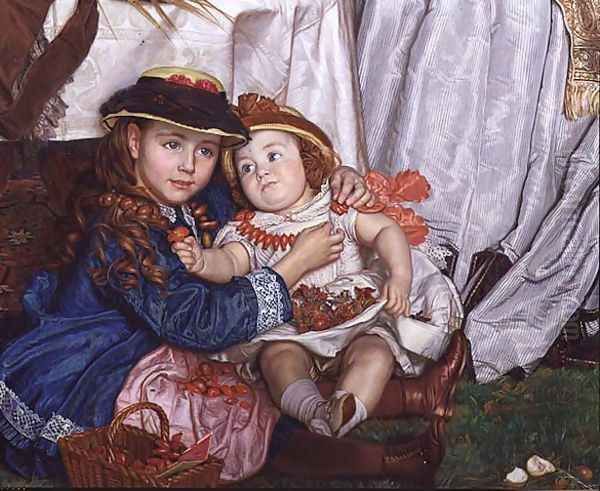 Lady Fairbairn with her Children detail of Constance and James Oil Painting by William Holman Hunt