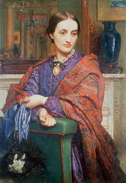 A Lady in an Interior Oil Painting by William Holman Hunt