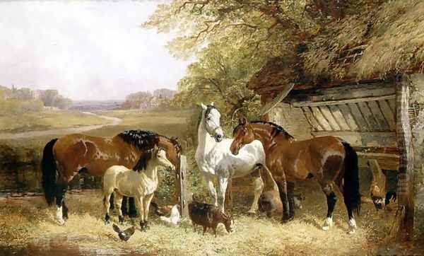 Farm Animals in a Landscape Oil Painting by John Frederick Herring Snr