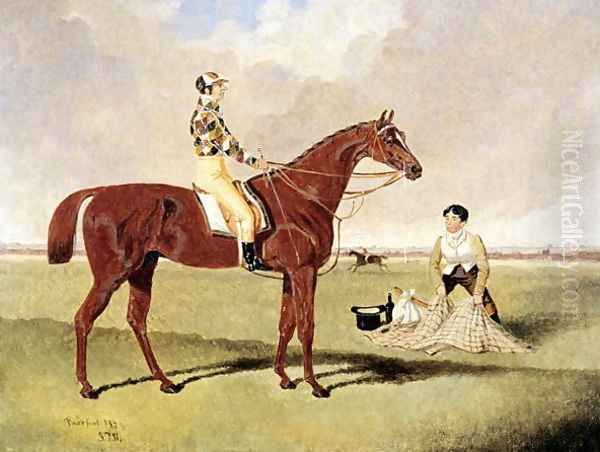 'Barefoot' ridden by Dick Goodison, 1829 Oil Painting by John Frederick Herring Snr