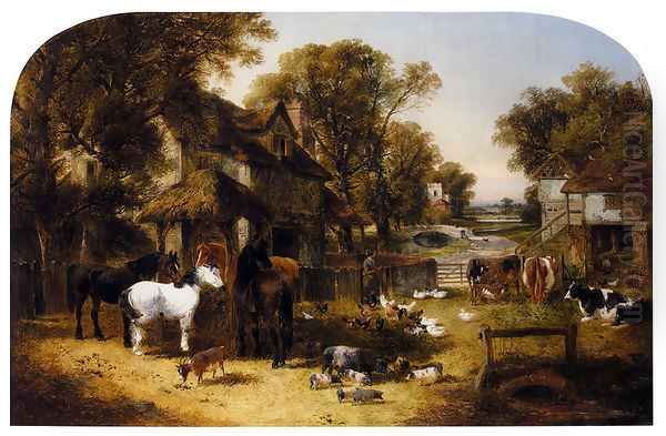 An English Farmyard Idyll by John Frederick Herring Snr