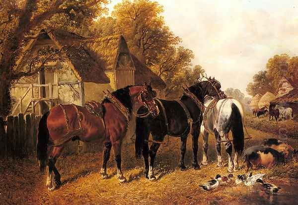 An English Homestead Oil Painting by John Frederick Herring Snr