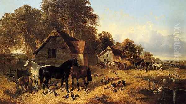 A Flourishing Farmyard Oil Painting by John Frederick Herring Snr