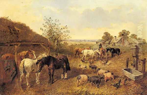 A Farmstead Oil Painting by John Frederick Herring Snr