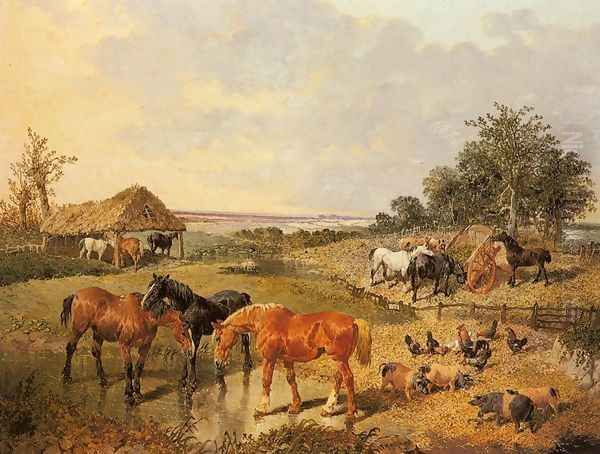 Country Life Oil Painting by John Frederick Herring Snr