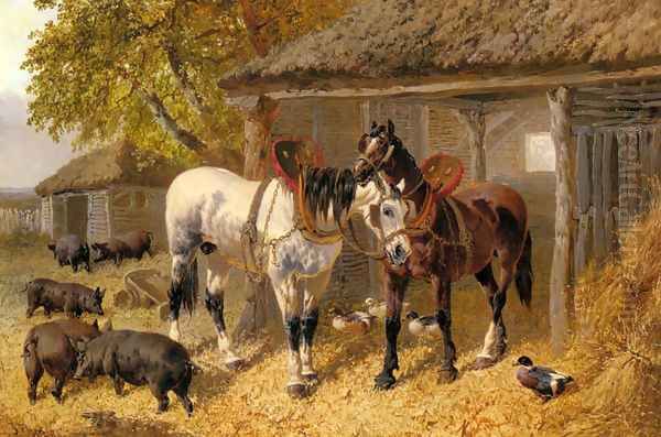 The Farmyard Oil Painting by John Frederick Herring Snr