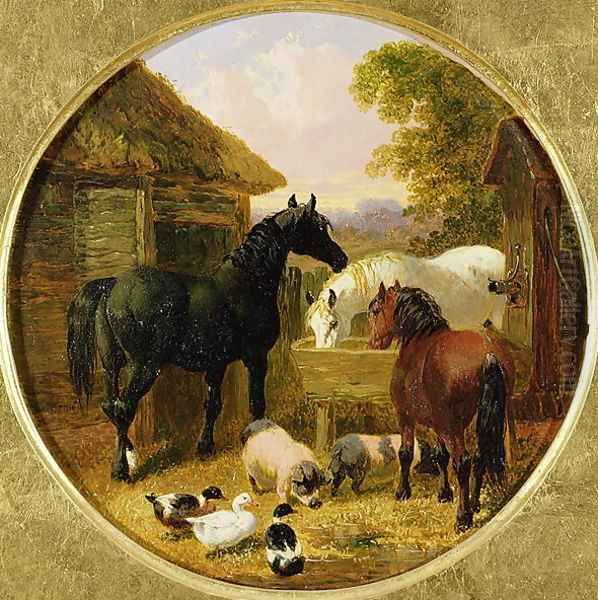 Farmyard Scene Oil Painting by John Frederick Herring Snr