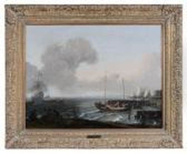 Harbor Scene With Fishing Boats Oil Painting by Ludolf Backhuysen