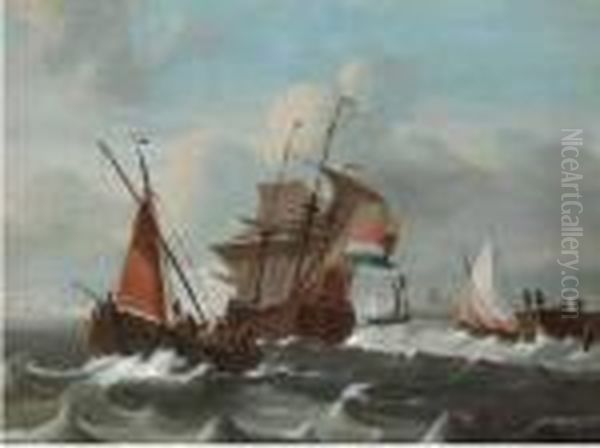 Marina Con Velieri Oil Painting by Ludolf Backhuysen