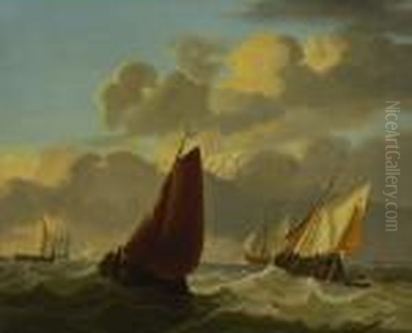 Segelschiffe Auf Bewegter See Oil Painting by Ludolf Backhuysen