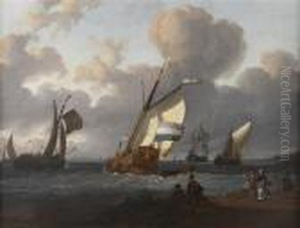 Shipping Off Amsterdam Oil Painting by Ludolf Backhuysen