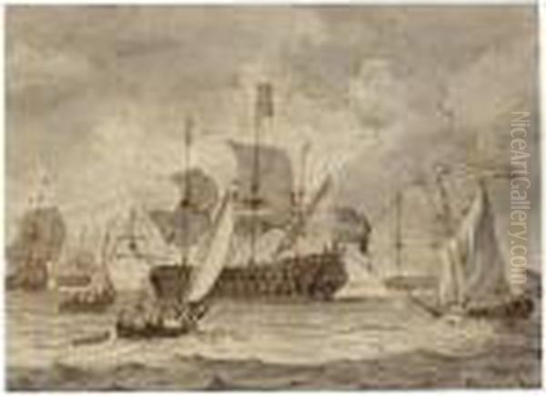 The Embarkation Of William Iii And Mary Of Orange Oil Painting by Ludolf Backhuysen