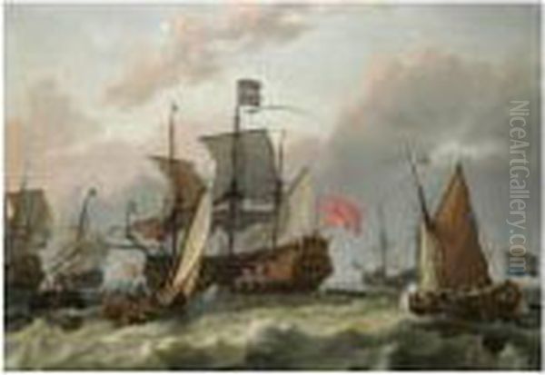 The Departure Of William Iii And Mary Of Orange Oil Painting by Ludolf Backhuysen