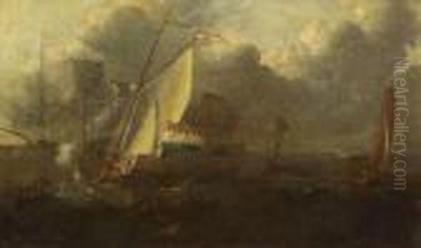 Backhuysen Sailing Vessels Oil Painting by Ludolf Backhuysen