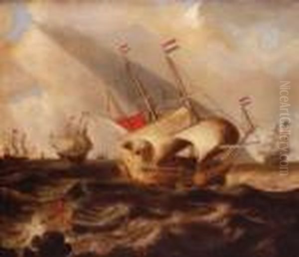 Batalla Naval Oil Painting by Ludolf Backhuysen