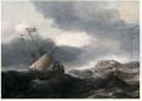 Navires Hollandais Sur Une Mer Agitee Oil Painting by Ludolf Backhuysen