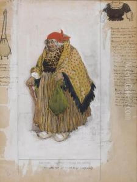 A Costume Design For Le Coeur De La Marquise Oil Painting by Lev Samoilovich Bakst