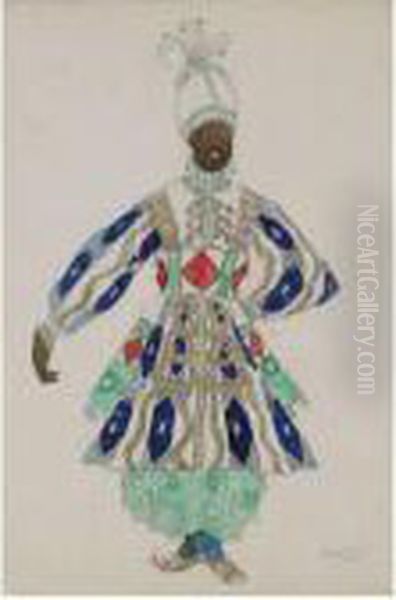 Costume Design From Aladin Ou La Lampe Merveilleuse Oil Painting by Lev Samoilovich Bakst