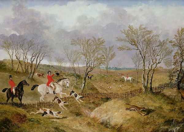 The Cambridgeshire Hunt: Gone Away Oil Painting by John Frederick Herring Snr