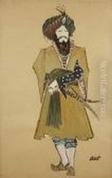 Le Shah, Costume Pour Le Ballet Sheherazade Oil Painting by Lev Samoilovich Bakst