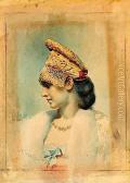 Profil De Jeune Fille Russe Oil Painting by Lev Samoilovich Bakst