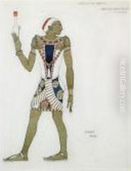 Costume Design For A Young Attendant To Menelas In A Production Ofhelen De Sparte Oil Painting by Lev Samoilovich Bakst