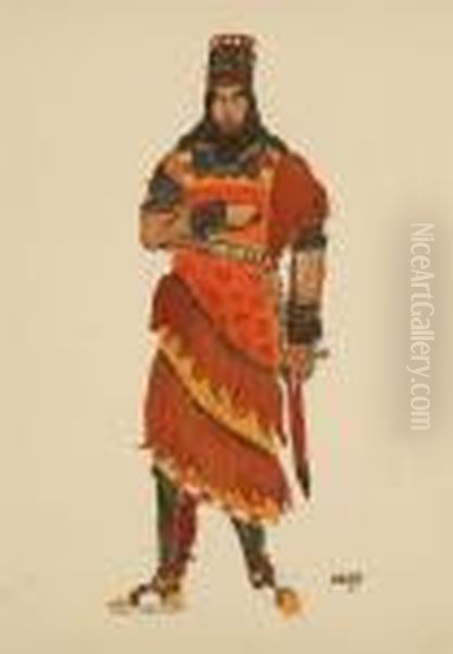 Costume Design For A Prince Oil Painting by Lev Samoilovich Bakst