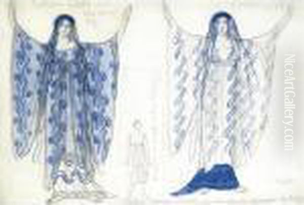 Preliminary Drawing For A Costume Designs From A Production Of Phaedra Oil Painting by Lev Samoilovich Bakst