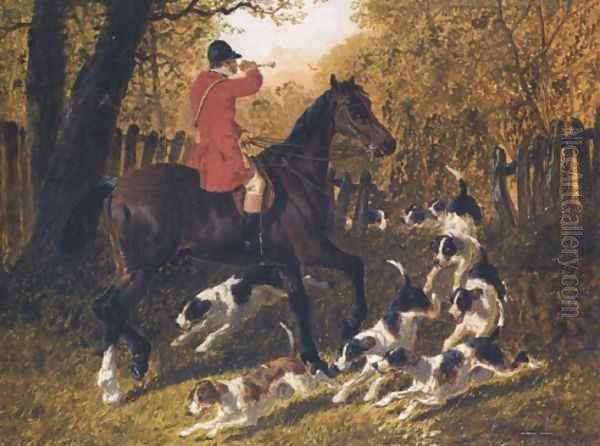 A Huntsman Recalling The Hounds Oil Painting by John Frederick Herring Snr